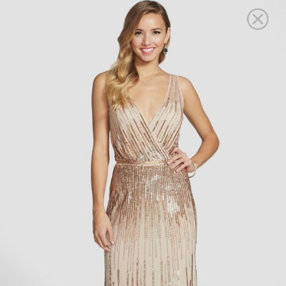 Adrianna Papell Gold Sequin Dress